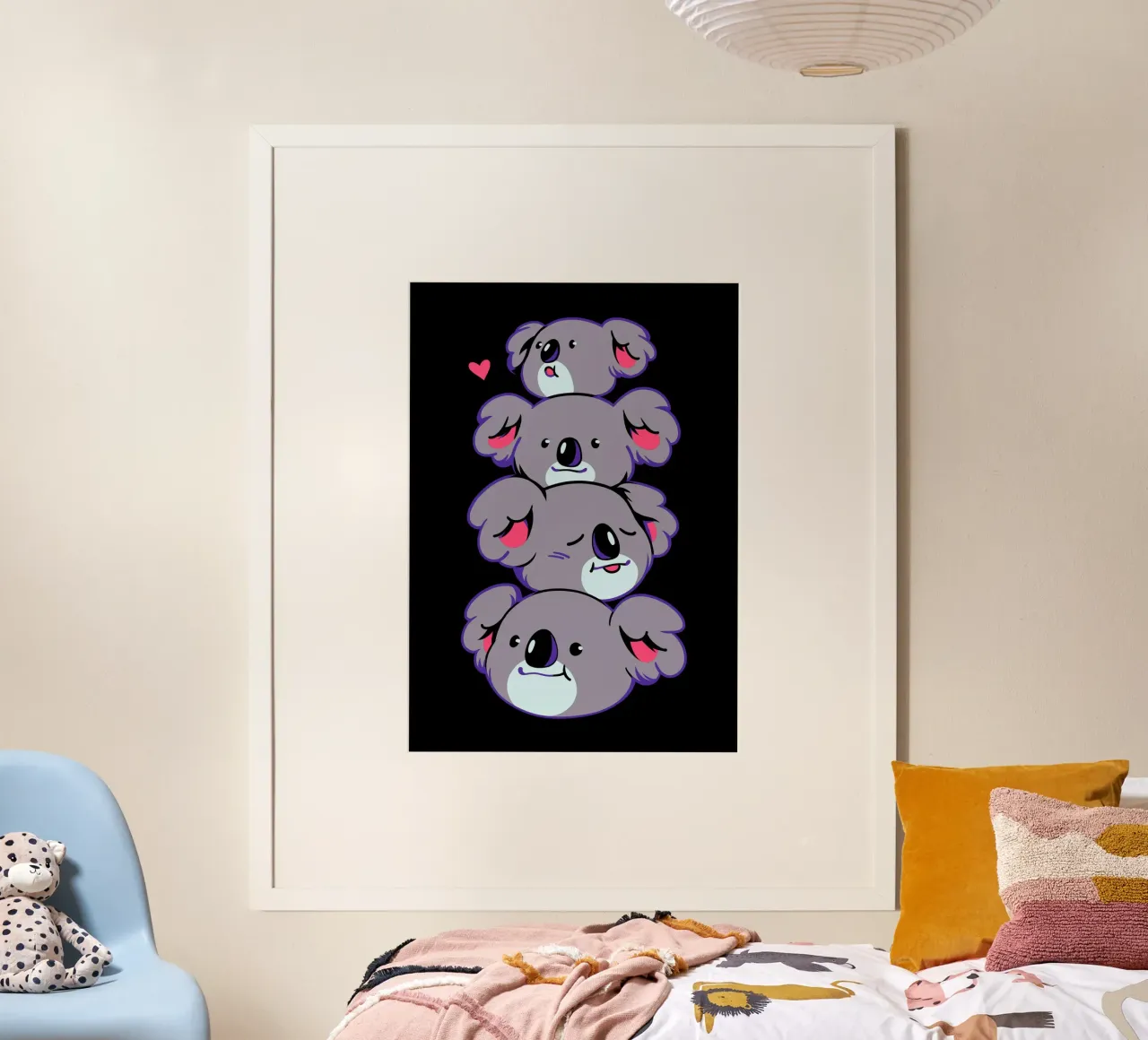 Mucchio di teste di Koala Kawaii poster con telaio in alluminio da Tobe Fonseca