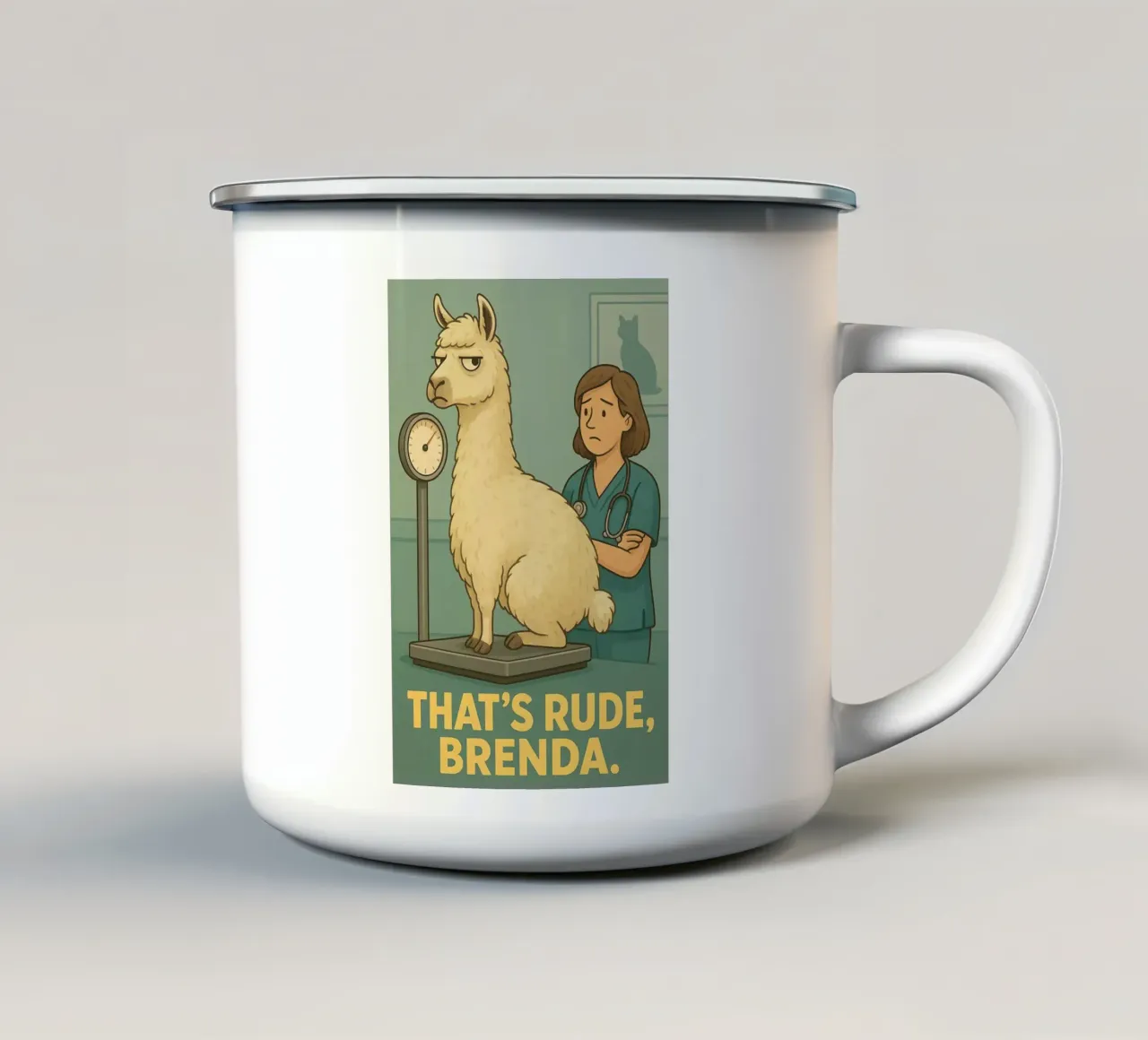 Meme divertente sui lama tazza in smalto da Funny Humor Art