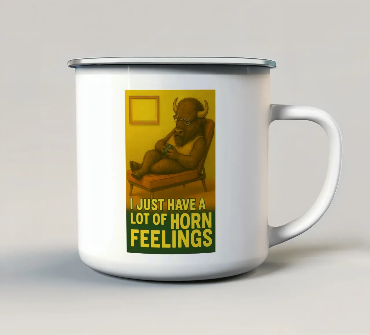 Grappige Bizon Meme emaille mok van Funny Humor Art