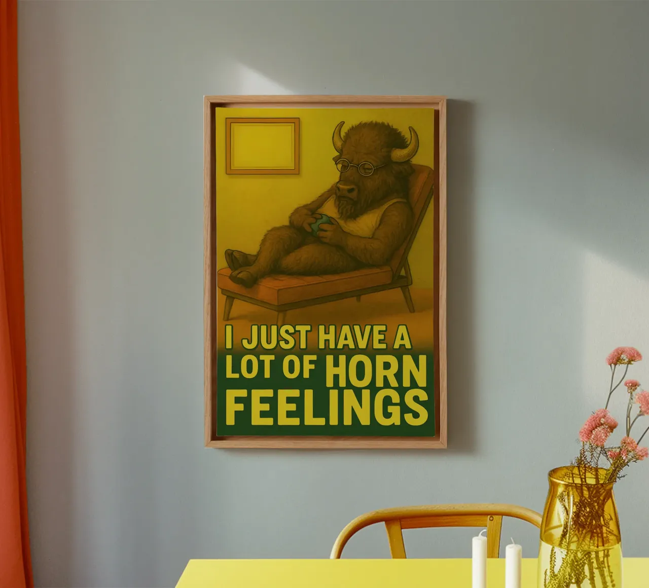 Meme divertente sul bisonte tela con Cornice a cassetta da Funny Humor Art
