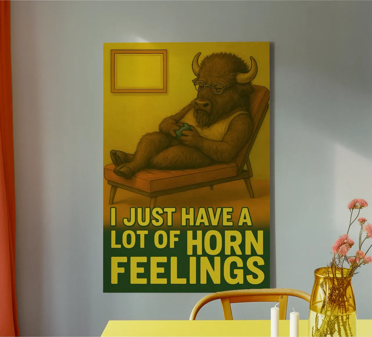 Meme divertente sul bisonte tela con Cornice a cassetta da Funny Humor Art
