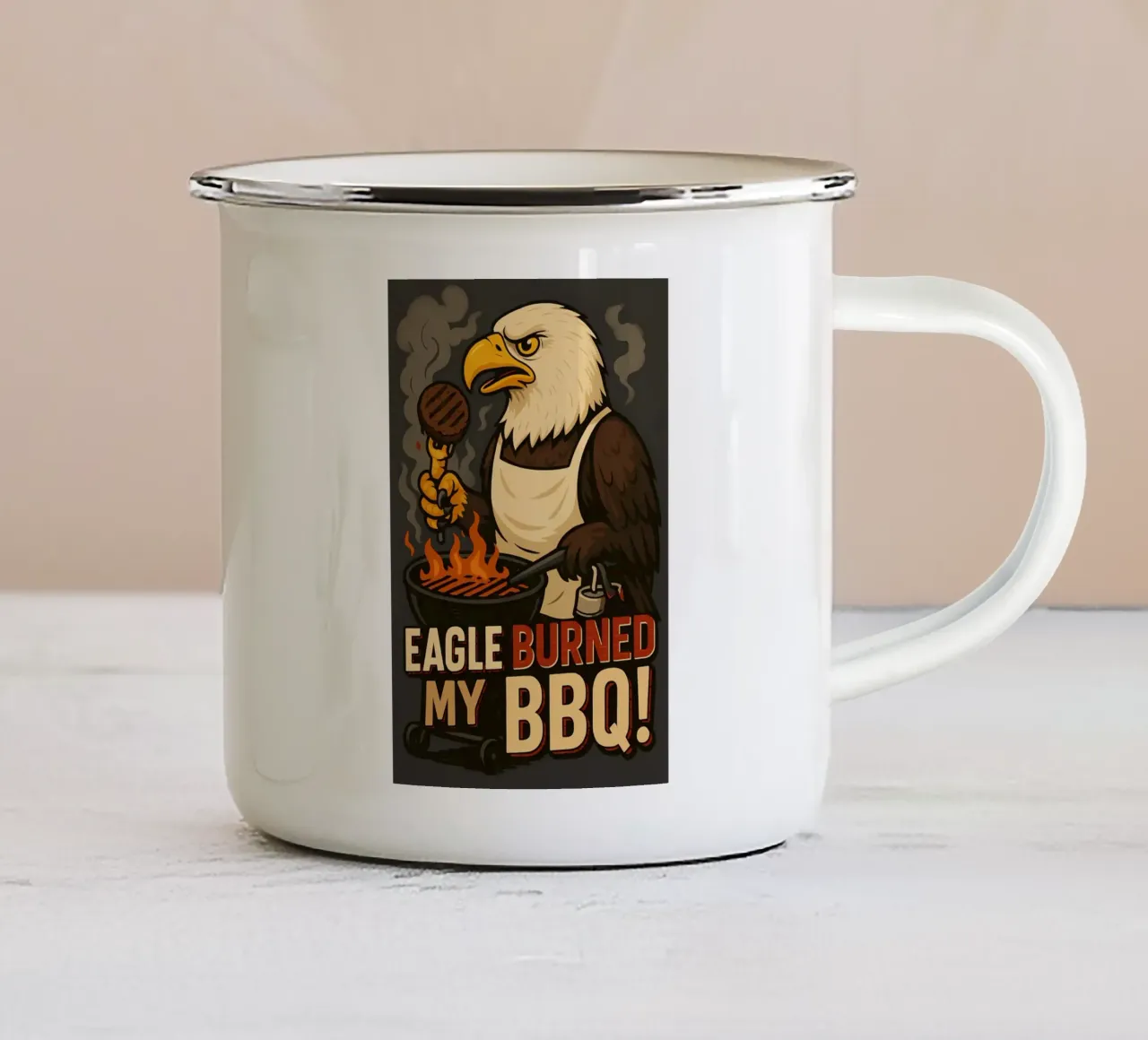 Meme divertente dell'aquila tazza in smalto da Funny Humor Art