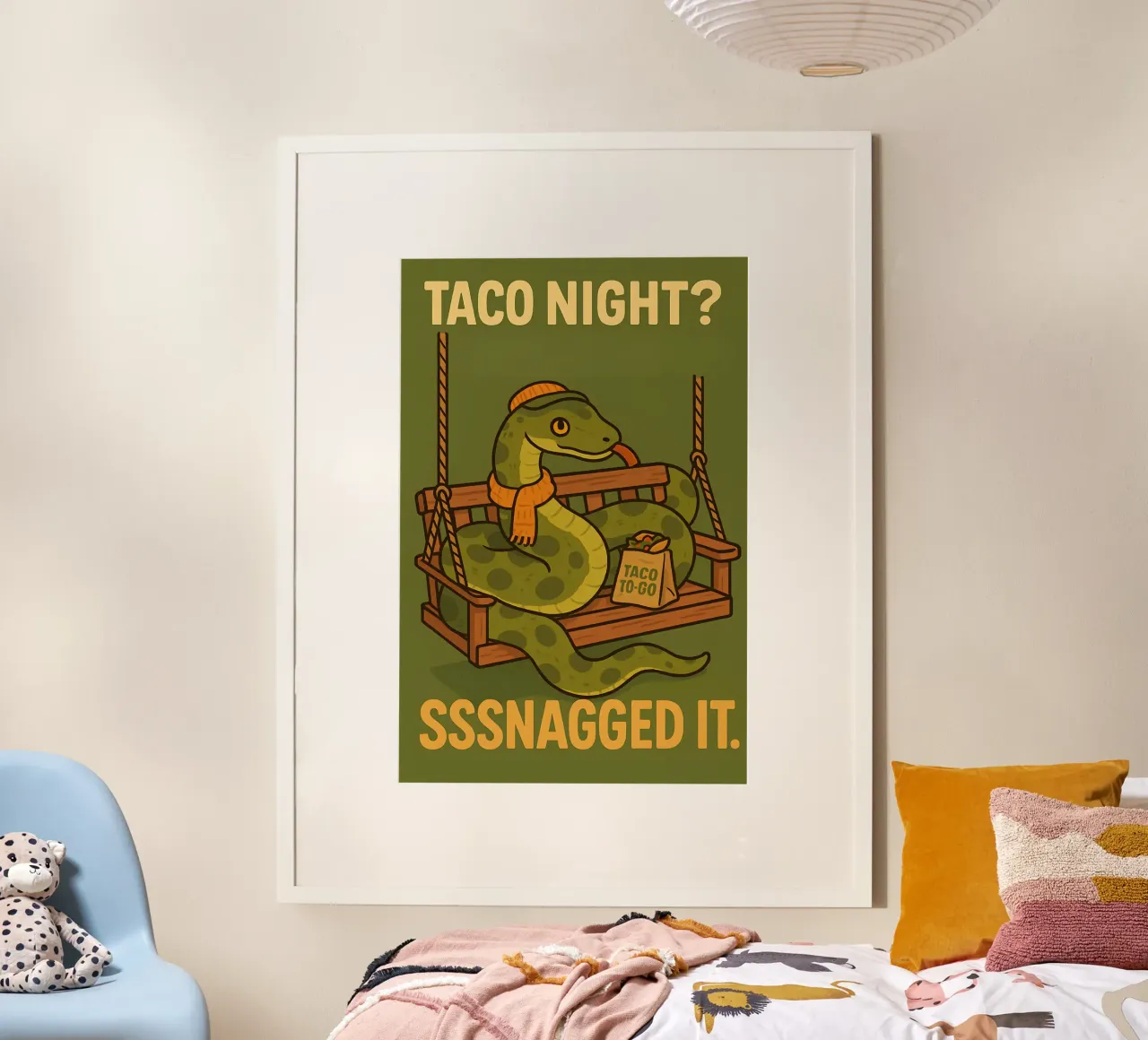 Meme divertente sul serpente poster con telaio in alluminio da Funny Humor Art