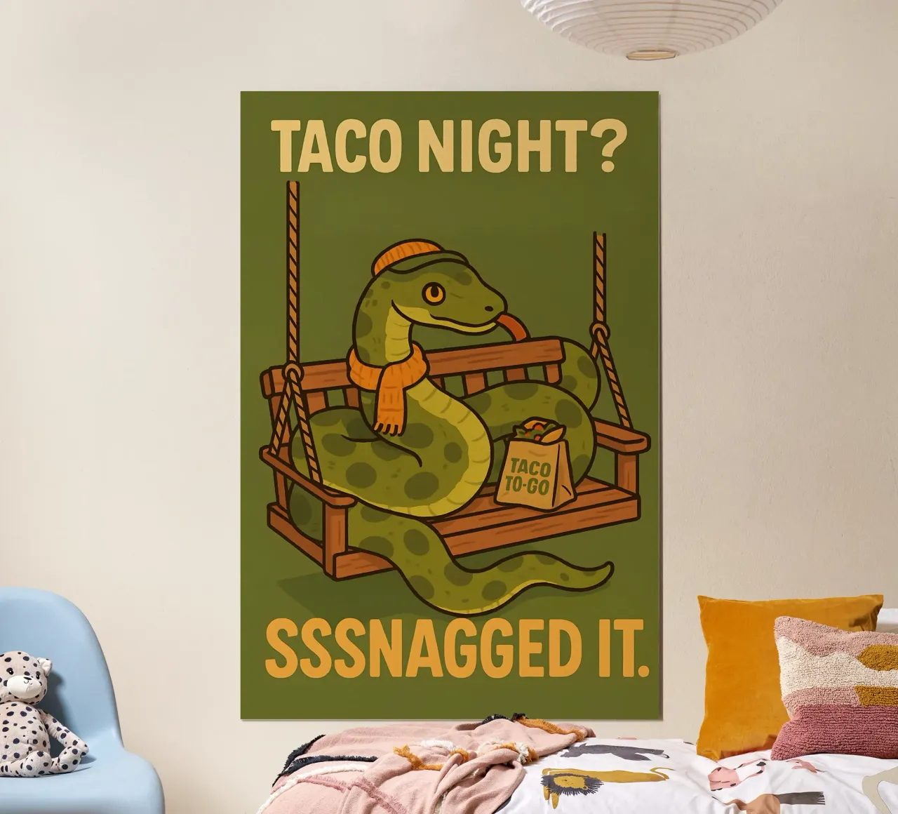 Meme divertente sul serpente poster con telaio in alluminio da Funny Humor Art