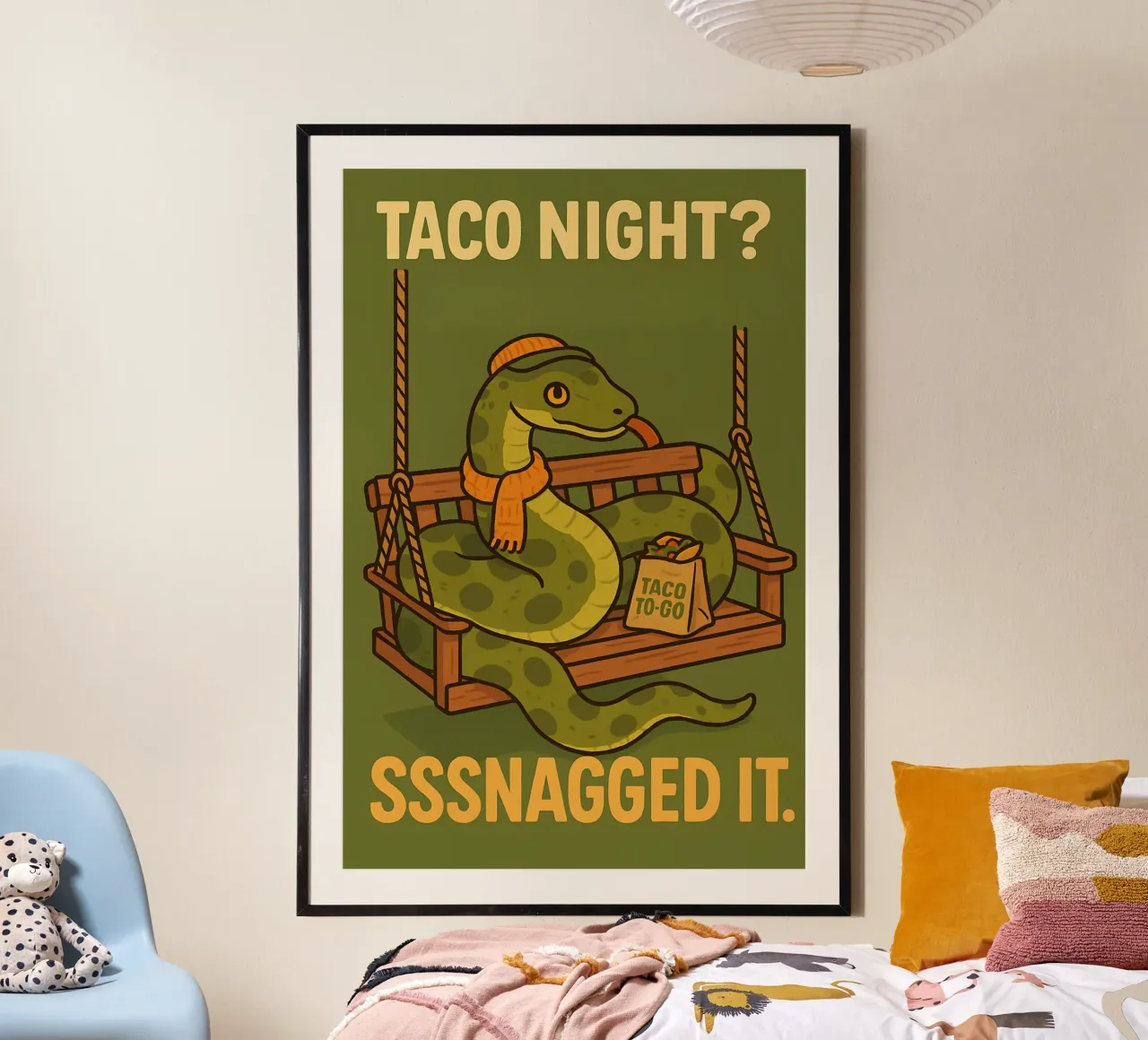 Meme divertente sul serpente poster con telaio in alluminio da Funny Humor Art