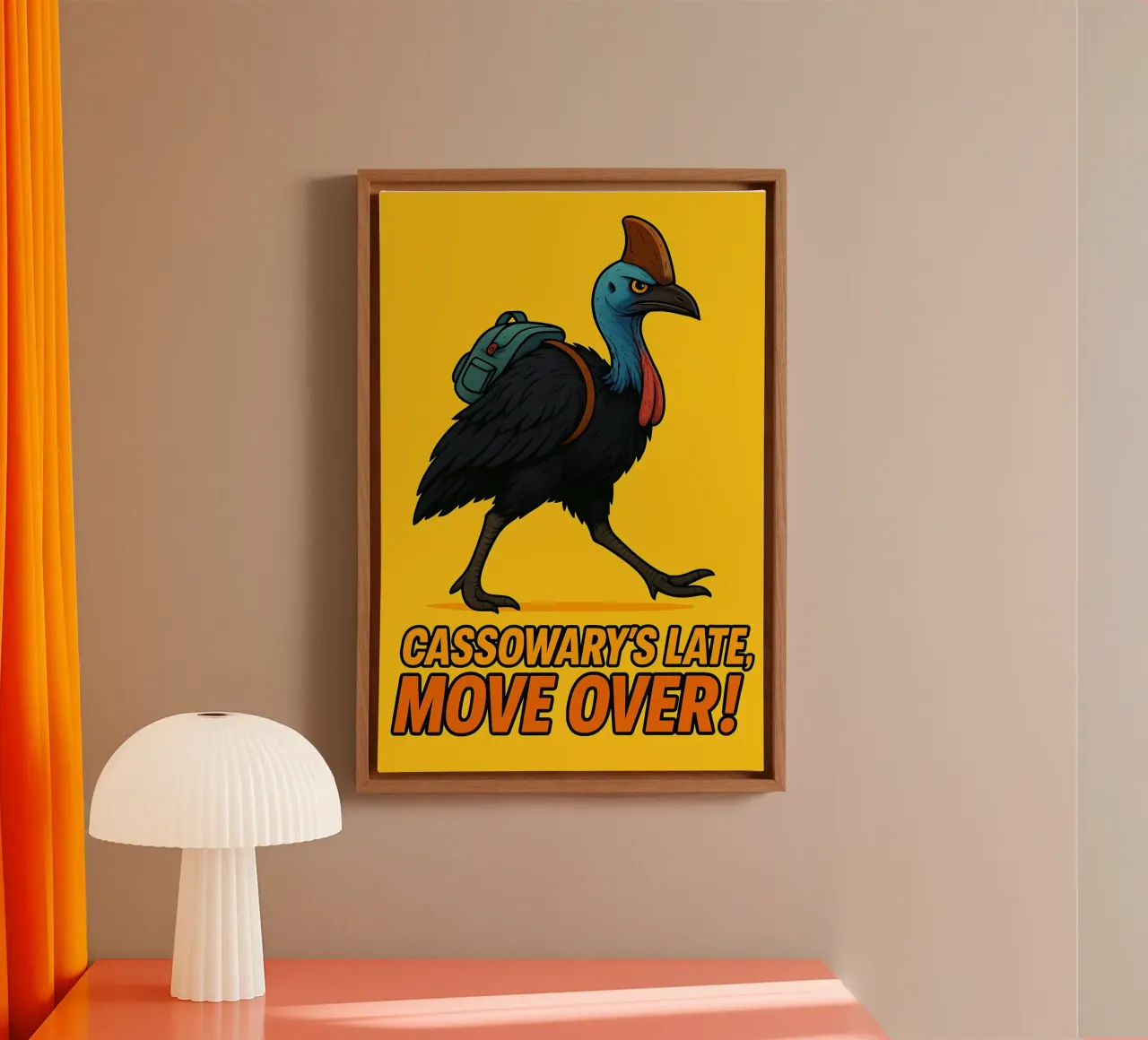 Funny Cassowary Meme canvas with Floater frame by Funny Humor Art