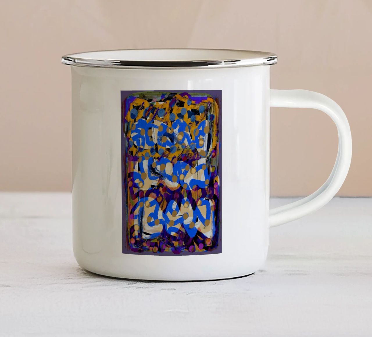 Linea d'arte astratta viola sottrarre tazza in smalto da Little Dean