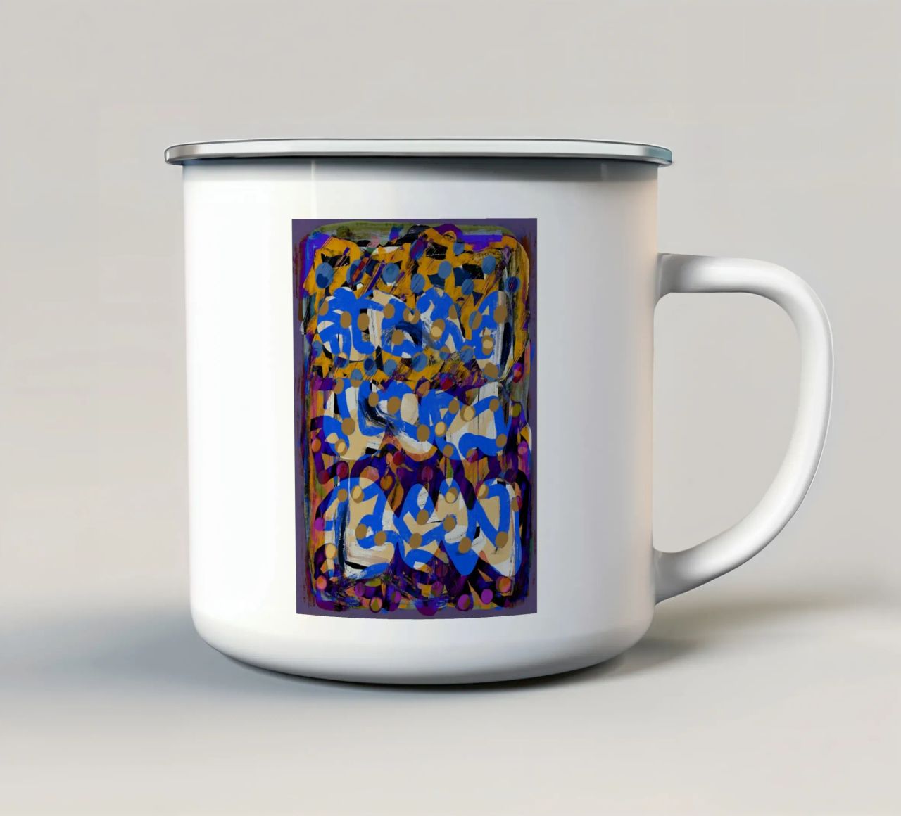 Linea d'arte astratta viola sottrarre tazza in smalto da Little Dean