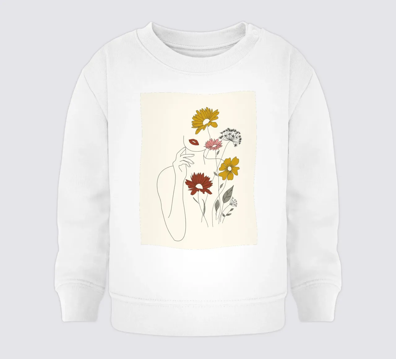 Colorful Thoughts Minimal Line Art Woman with Flowers III felpa neonato da Nadjaa