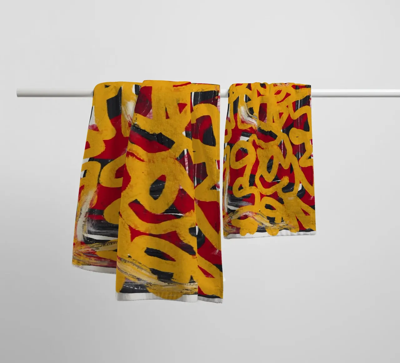 Ligne jaune en pointillés abstraite serviette de bain de Little Dean