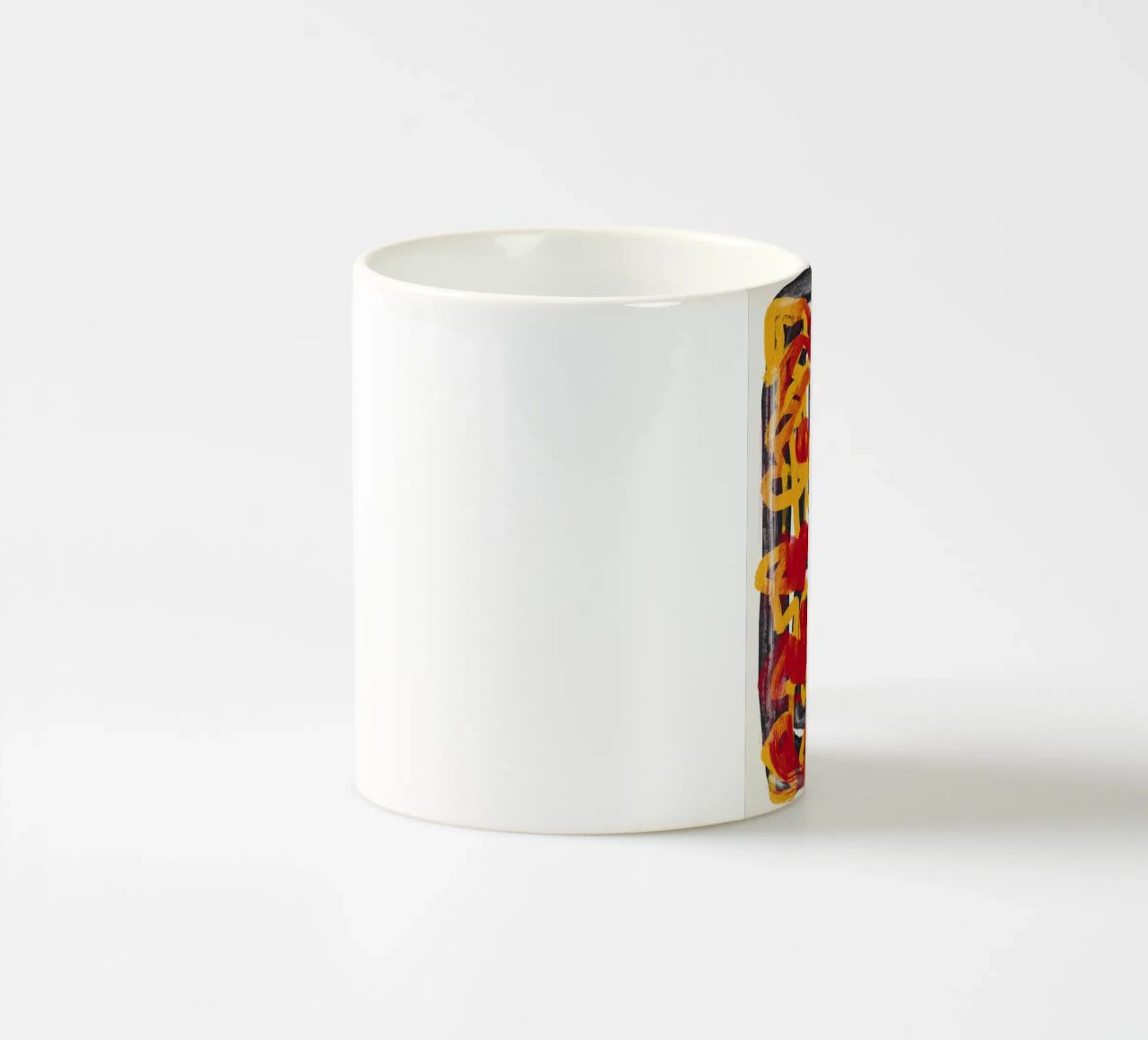 Giallo linea tratteggiata arte astratta rosso overlay tazza in ceramica da Little Dean