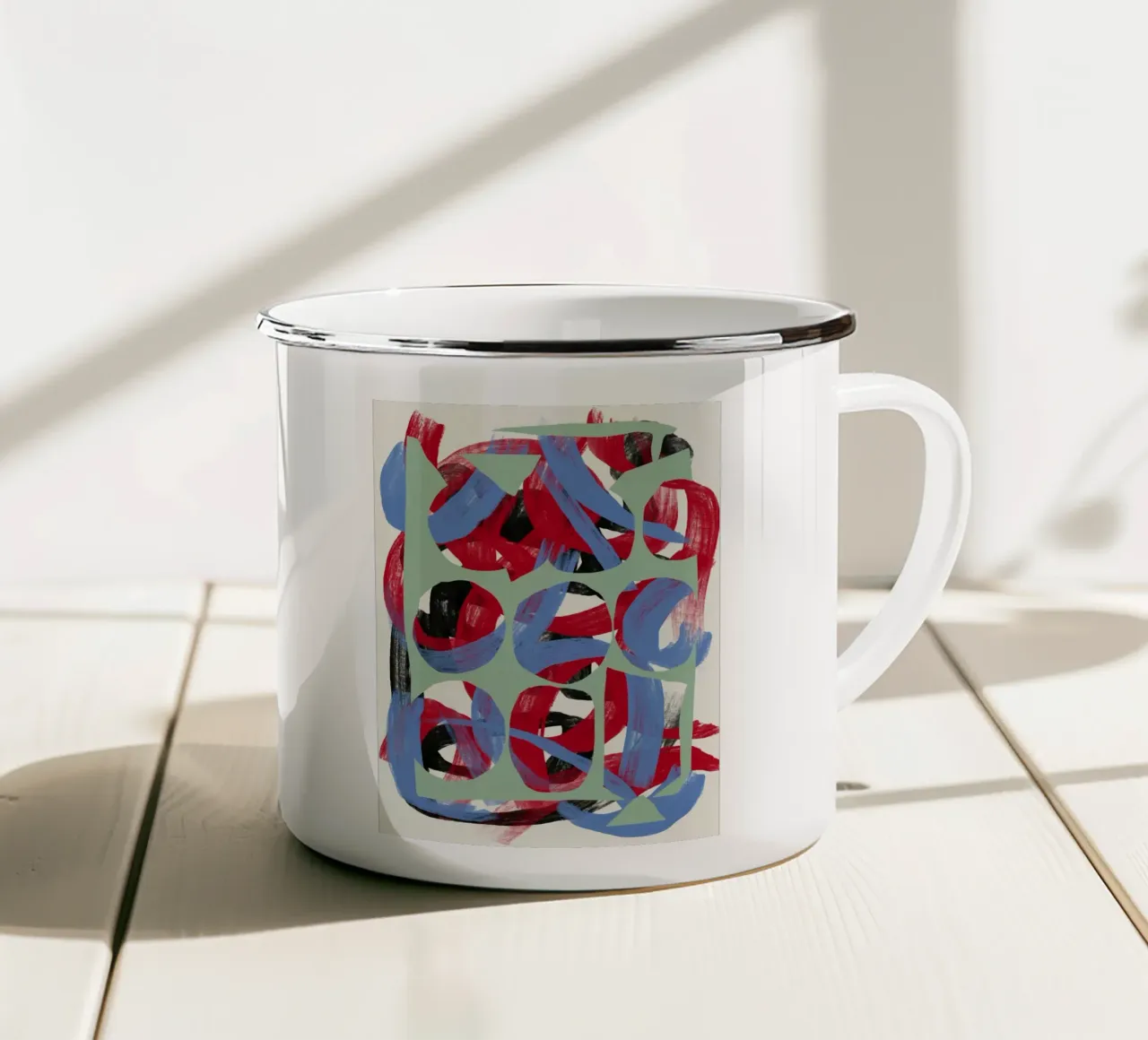 Droge richtingsstrepen abstract 03 emaille mok van Little Dean