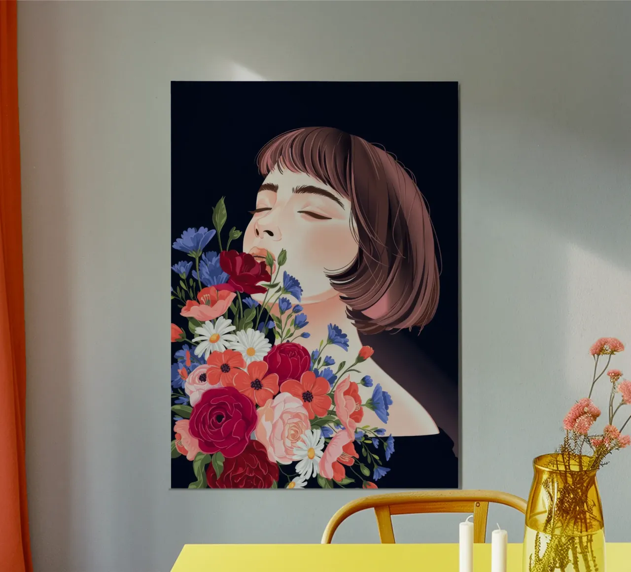 Serenità floreale poster con telaio in legno da Silent Hue