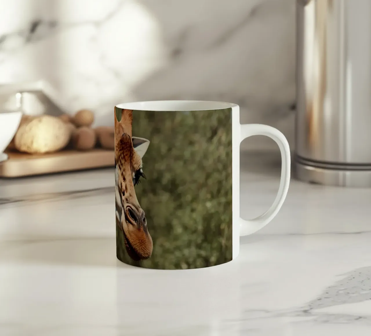 La girafe aux couleurs vibrantes se tient gracieusement debout. mug en céramique de DesignDoodle