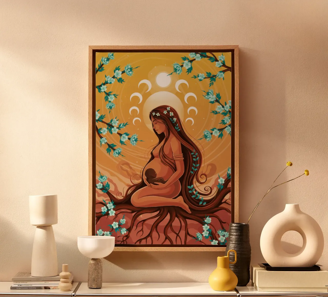 Hemelse Moeder canvas met Baklijst van Silent Hue