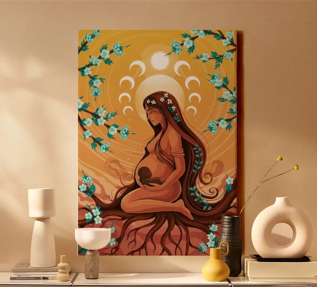 Hemelse Moeder canvas met Baklijst van Silent Hue