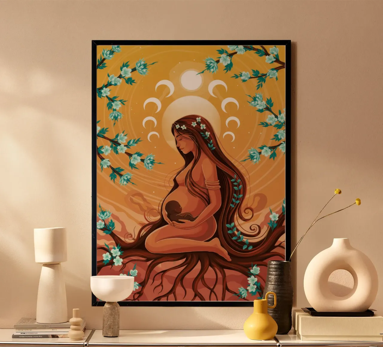 Madre Celeste poster con telaio in alluminio da Silent Hue
