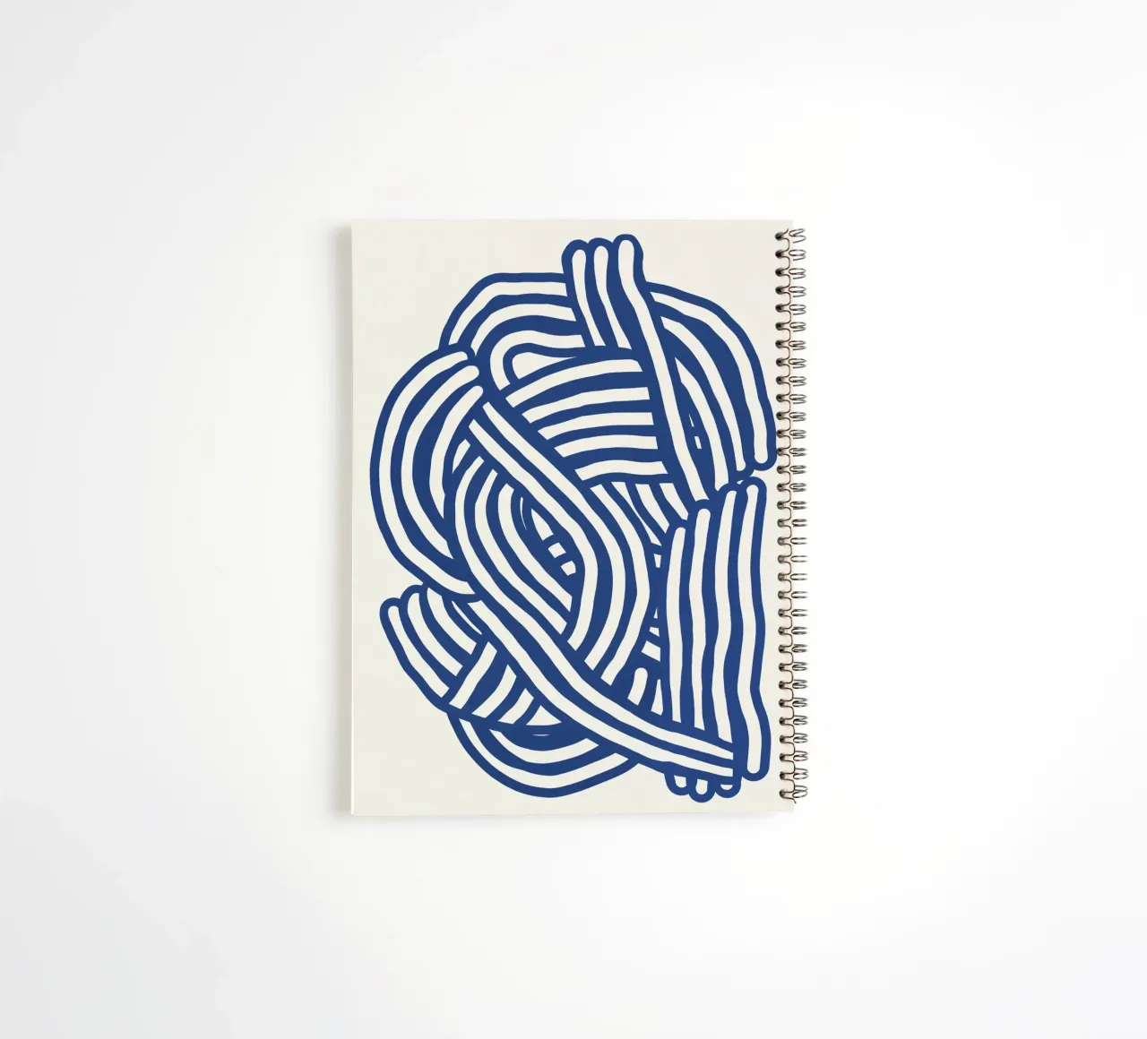 Line art organic shape in blue spiral notebook by Little Dean