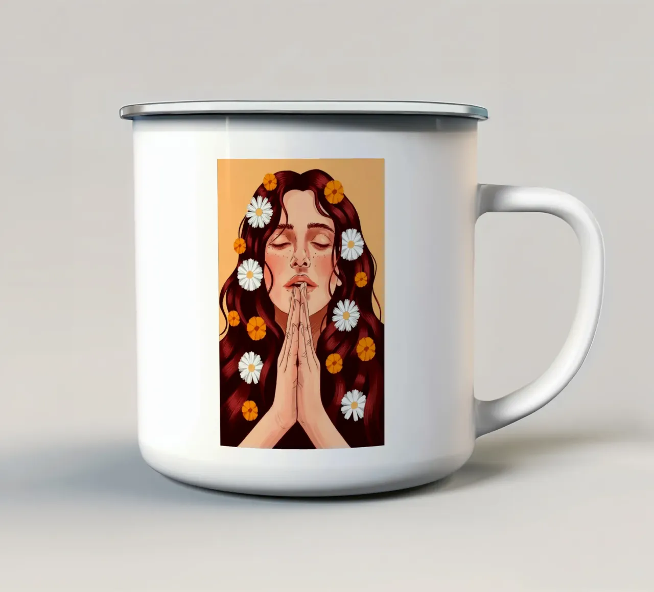 Preghiera floreale divina tazza in smalto da Silent Hue