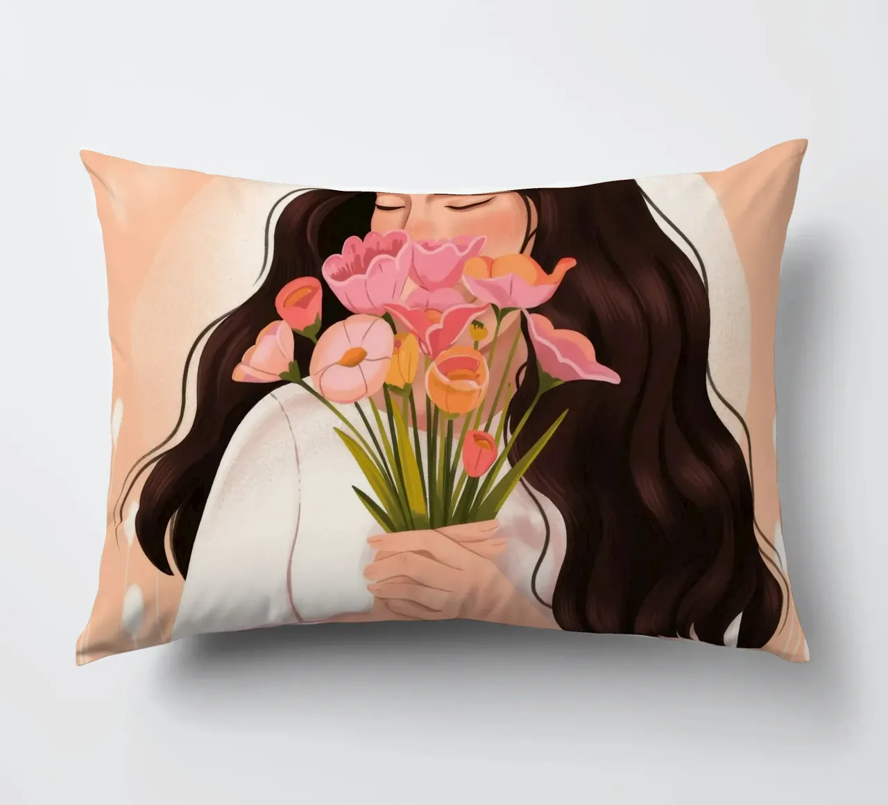 Abbraccio di fiori teneri cuscino da Silent Hue