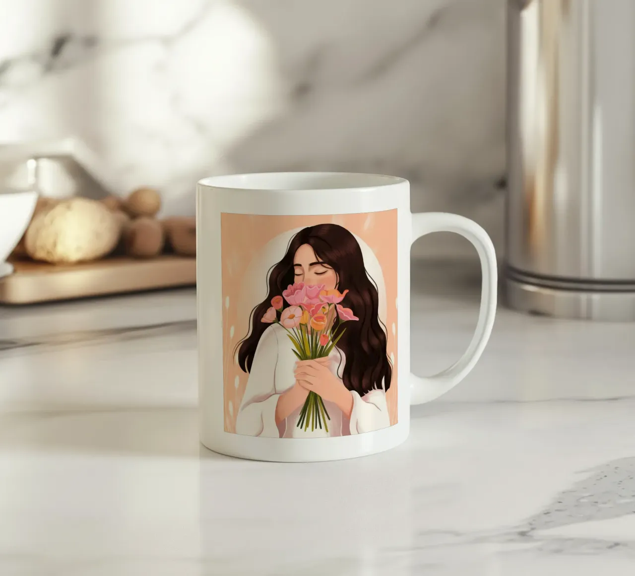 Abbraccio di fiori teneri tazza in ceramica da Silent Hue