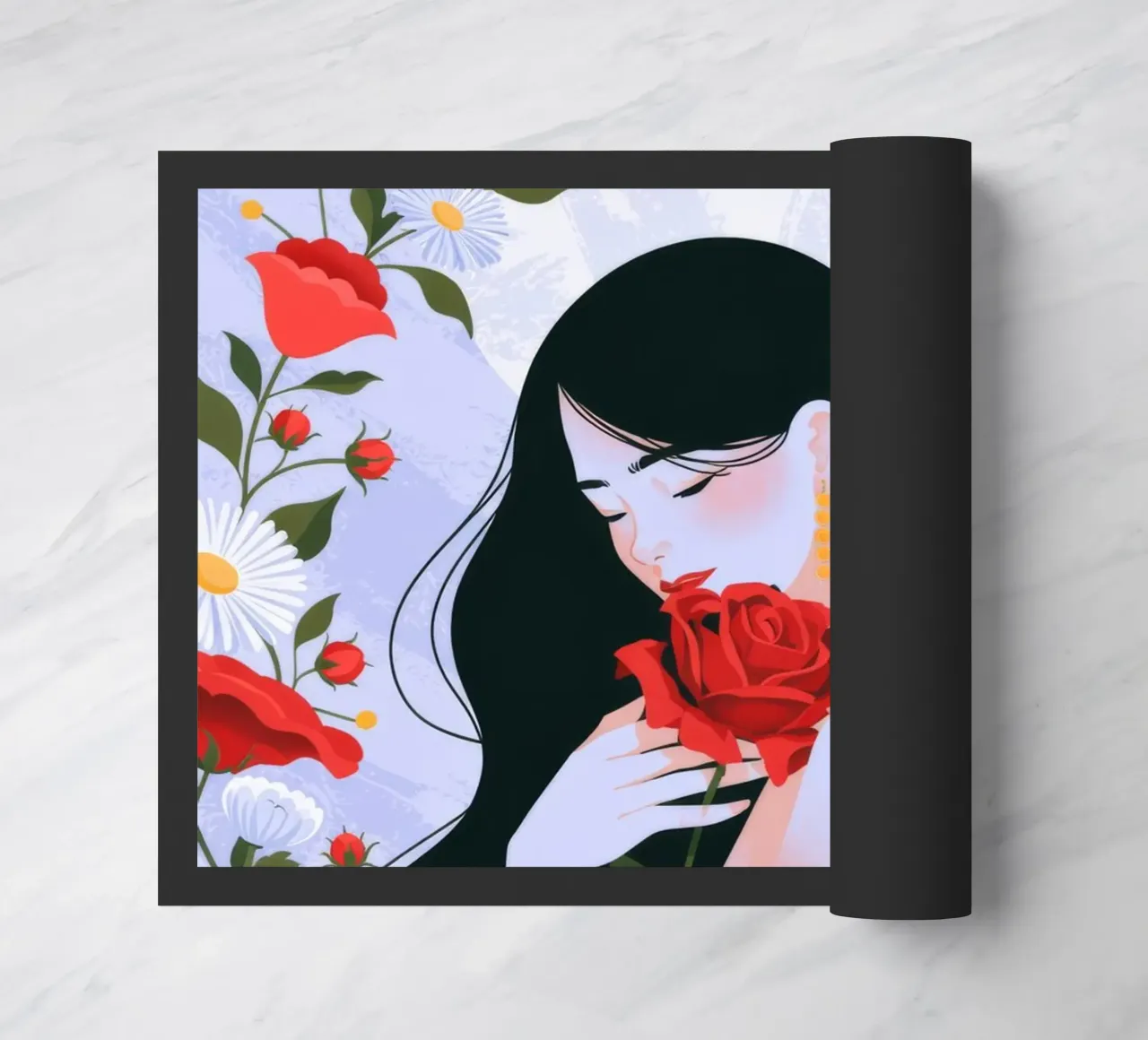Red Rose Reverie doormat by Silent Hue