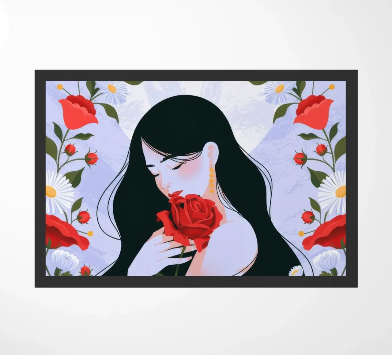 Red Rose Reverie doormat by Silent Hue