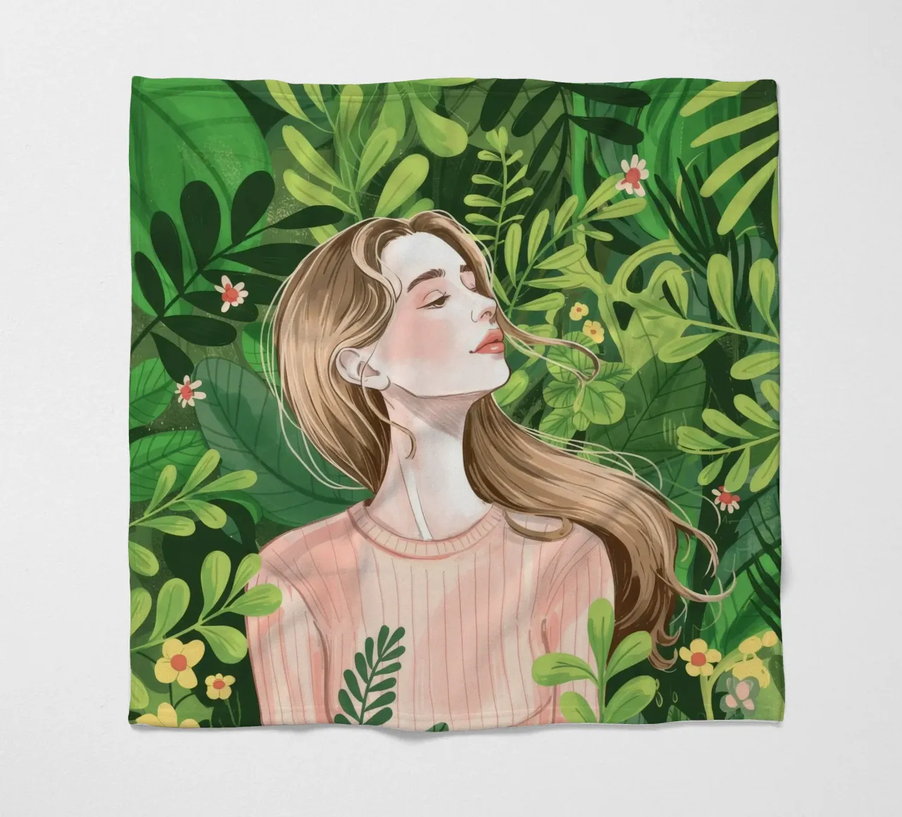 Verdant Leaf Whisper fleece blanket by Silent Hue