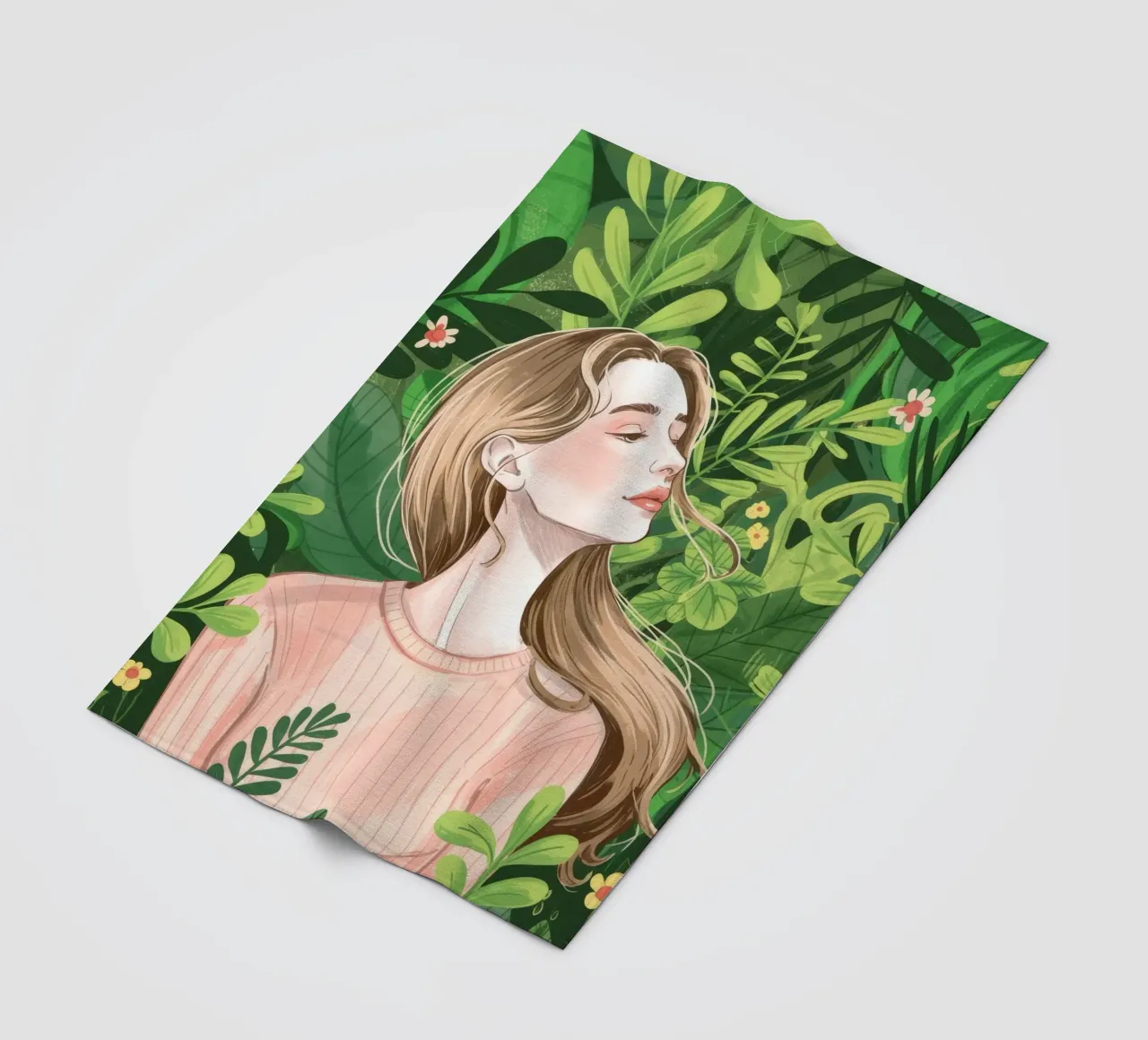 Verdant Leaf Whisper fleece blanket by Silent Hue