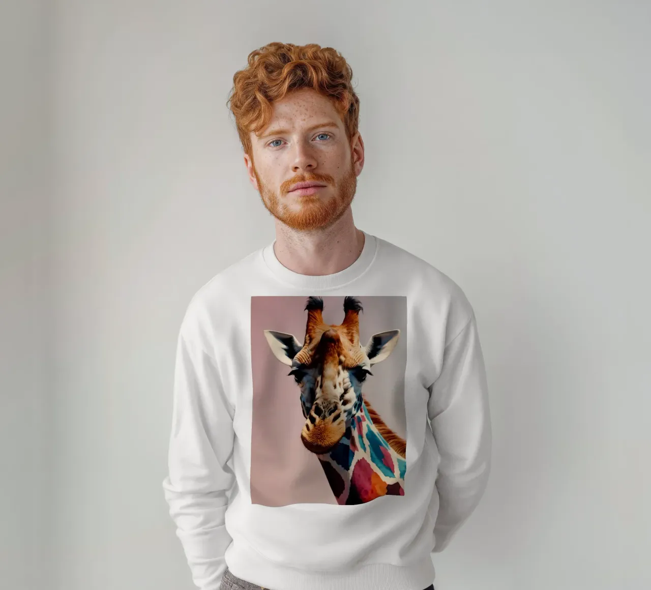 Creatieve afbeelding van een giraffe met levendige kleuren sweatshirt van DesignDoodle