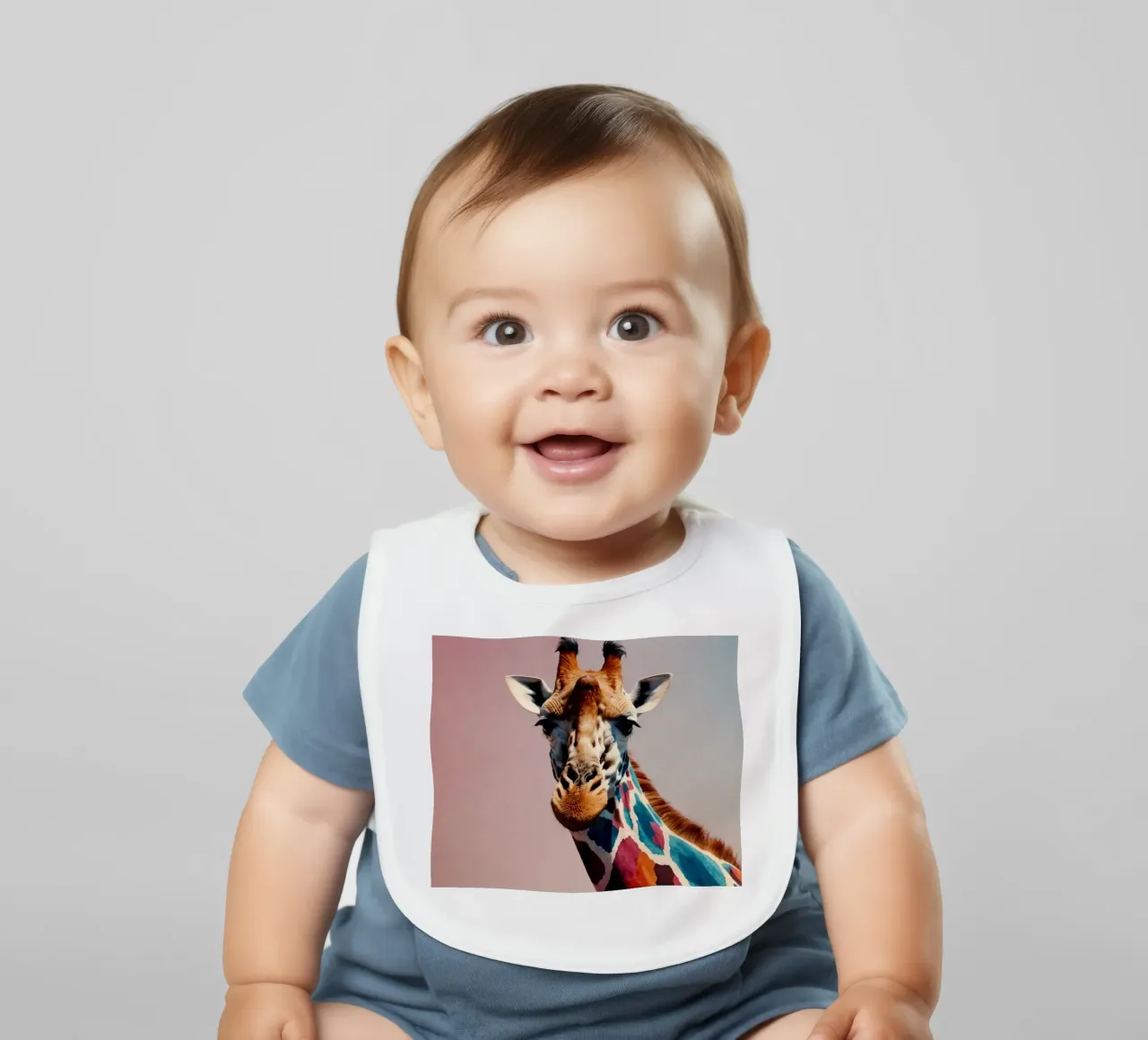 Raffigurazione creativa di una giraffa con colori vivaci bavaglino da DesignDoodle