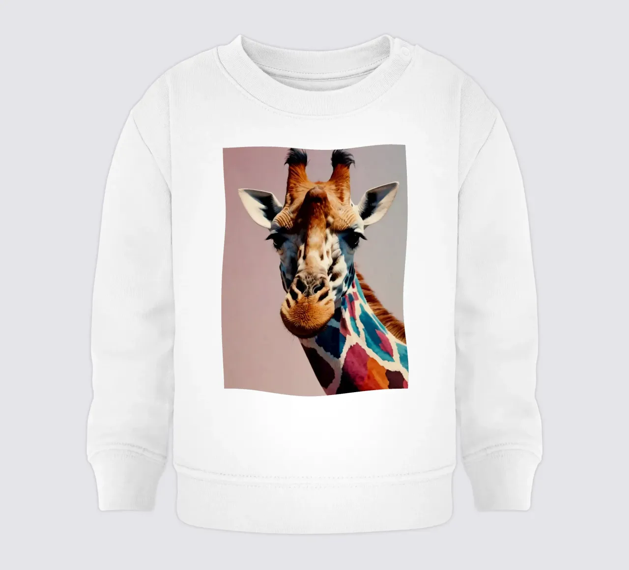 Raffigurazione creativa di una giraffa con colori vivaci felpa neonato da DesignDoodle