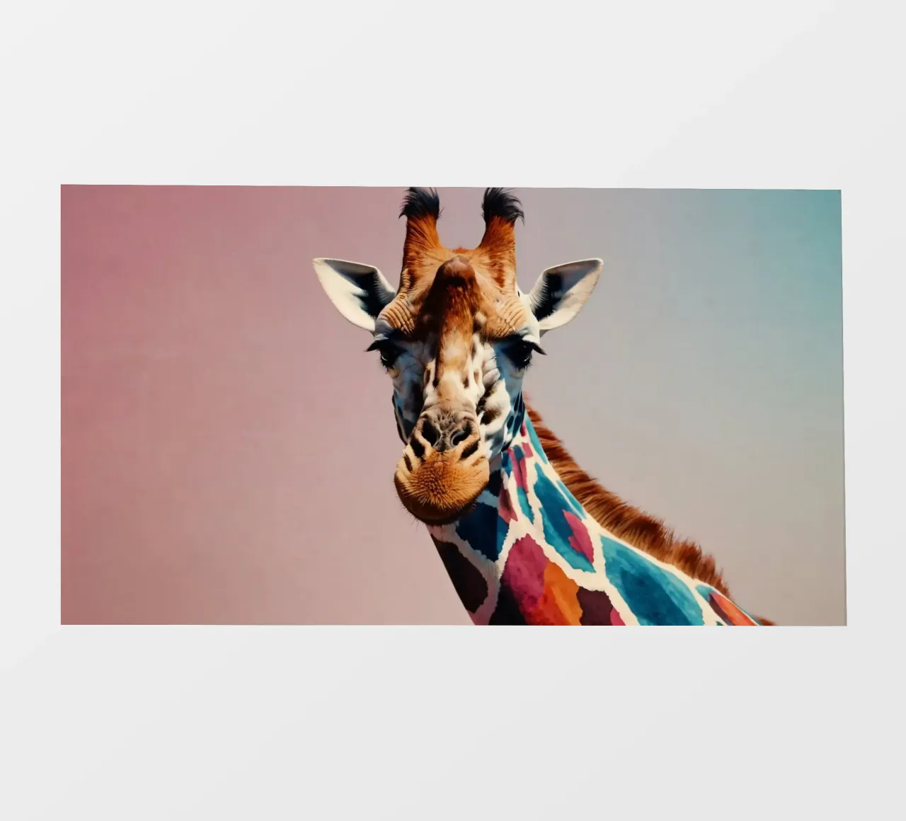 Raffigurazione creativa di una giraffa con colori vivaci telo in pvc da DesignDoodle