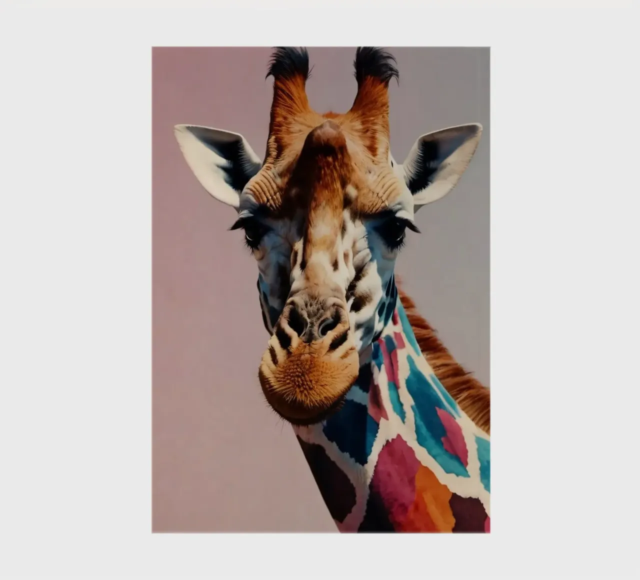 Creative depiction of a giraffe with vibrant colors notebook by DesignDoodle