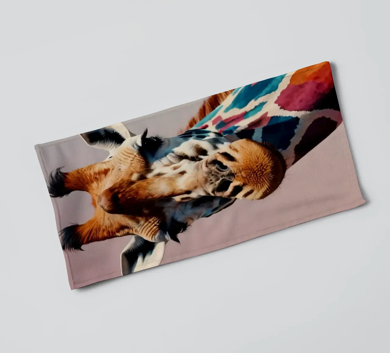 Raffigurazione creativa di una giraffa con colori vivaci asciugamano da bagno da DesignDoodle