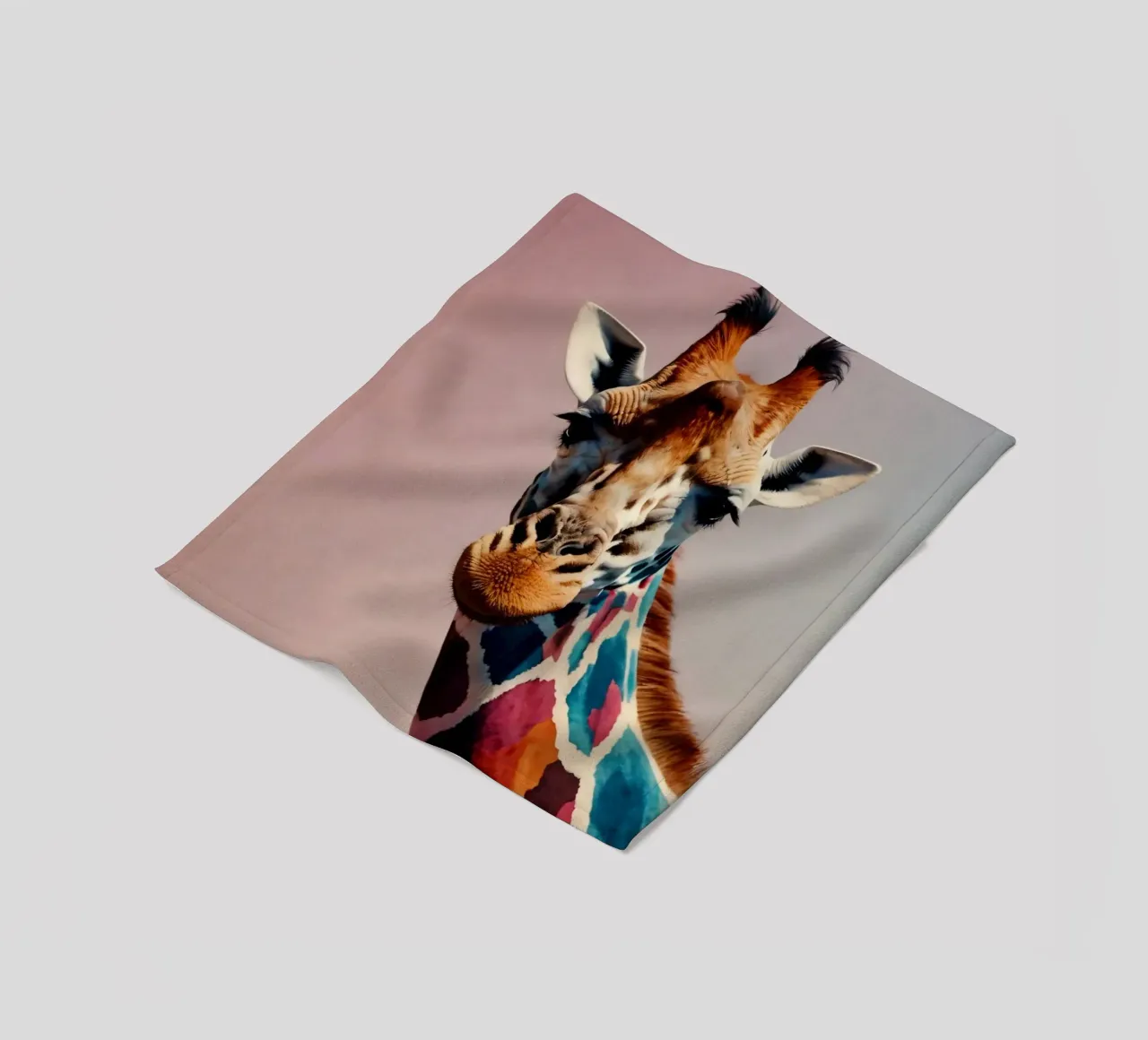 Raffigurazione creativa di una giraffa con colori vivaci coperta in pile da DesignDoodle