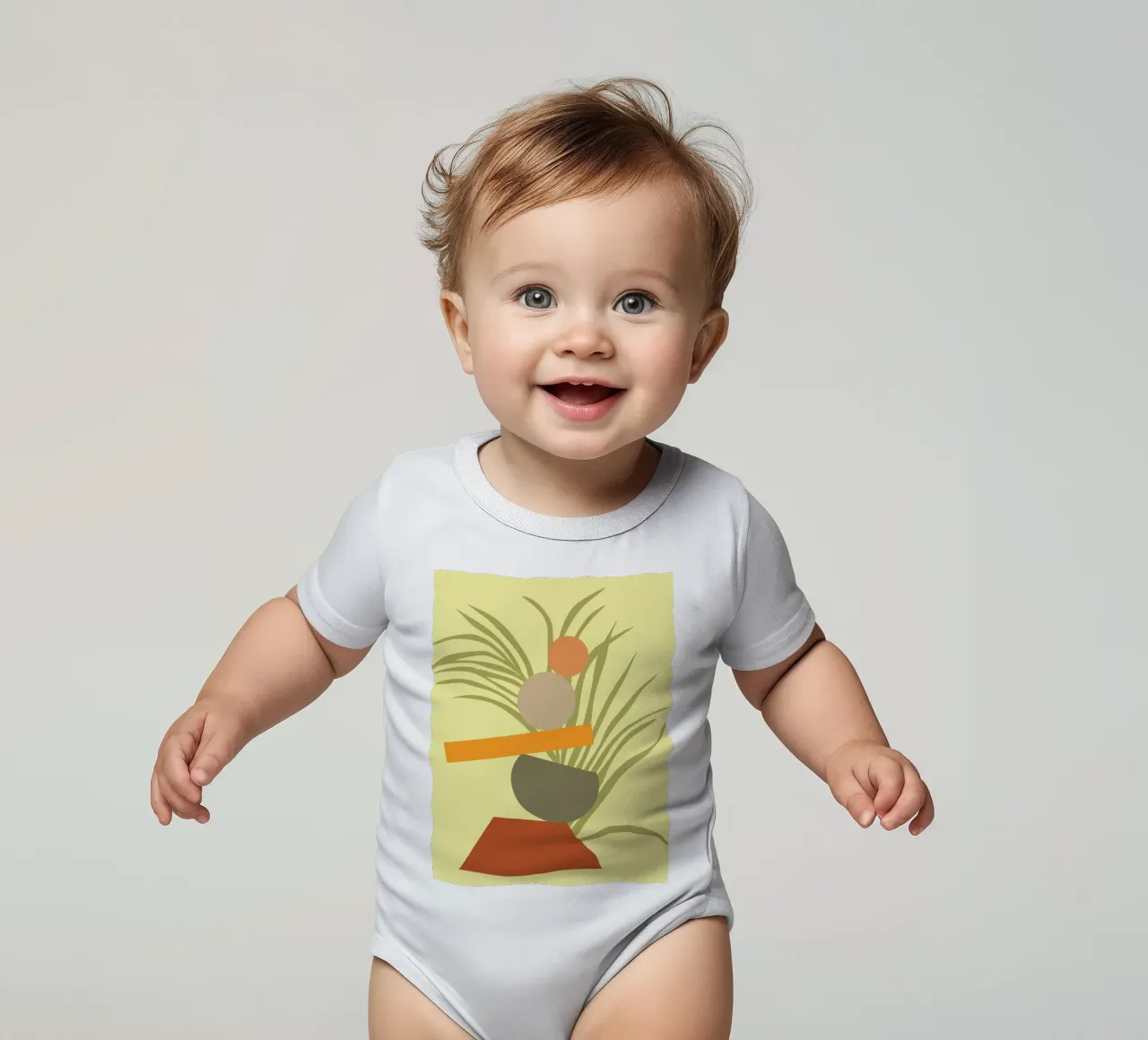 Abstract botanisch genot babyrompertje korte mouwen van Kintsugi99