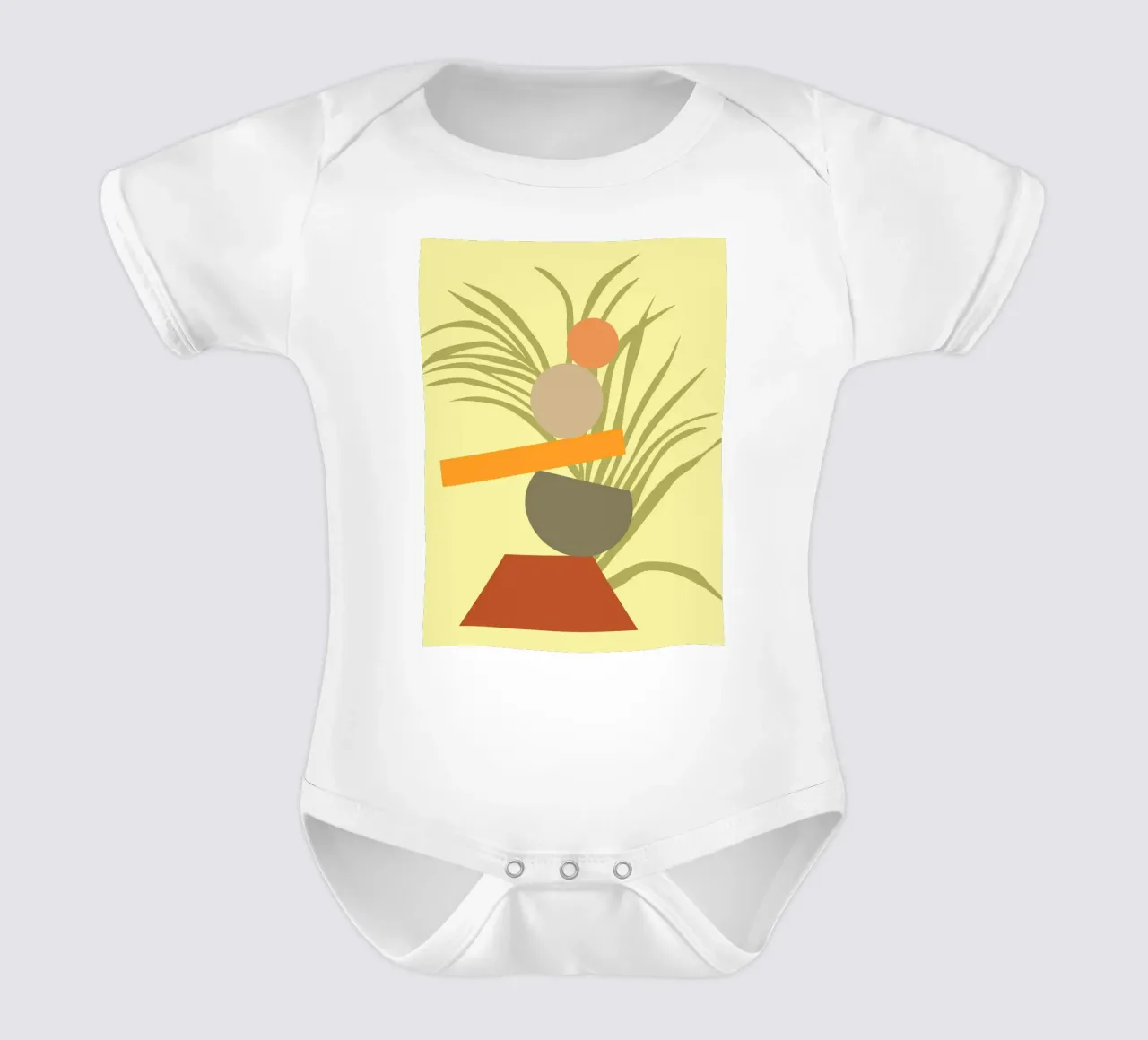 Abstract botanisch genot babyrompertje korte mouwen van Kintsugi99