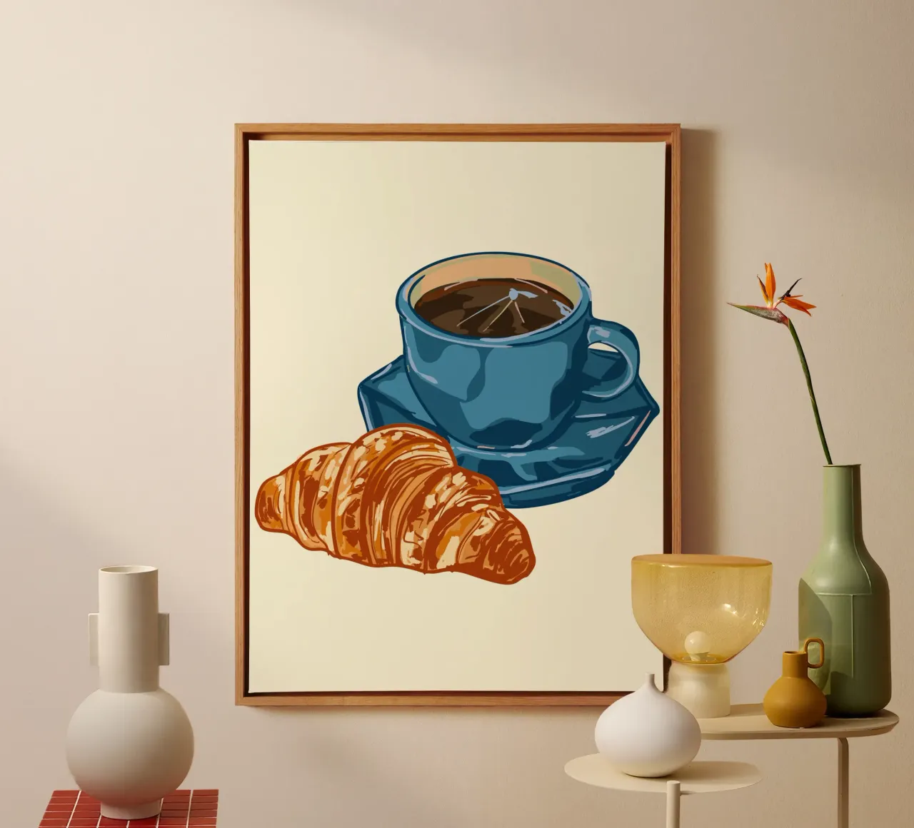 Caffè e croissant tela con Cornice a cassetta da EDMPROJECT