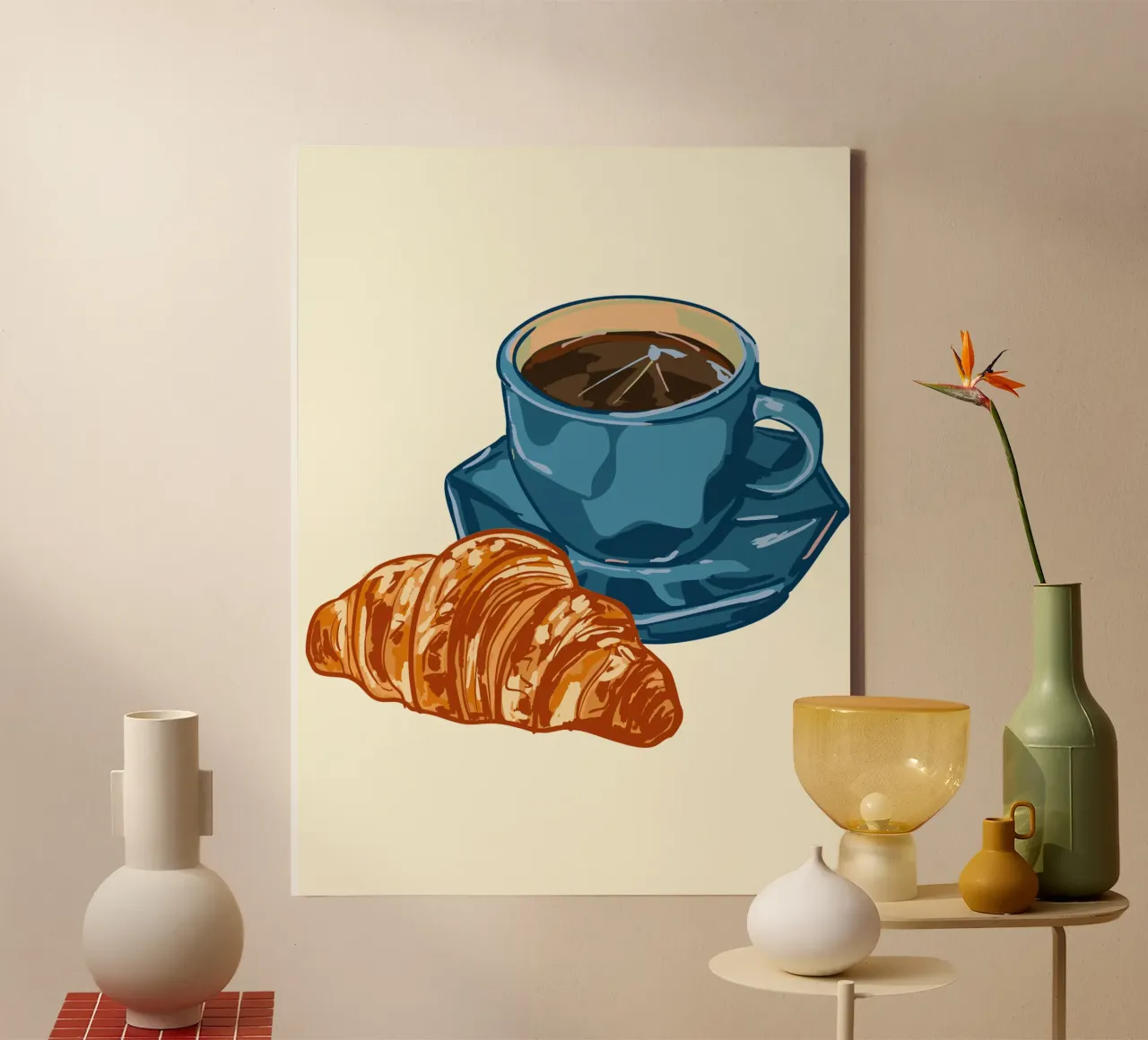 Caffè e croissant tela con Cornice a cassetta da EDMPROJECT