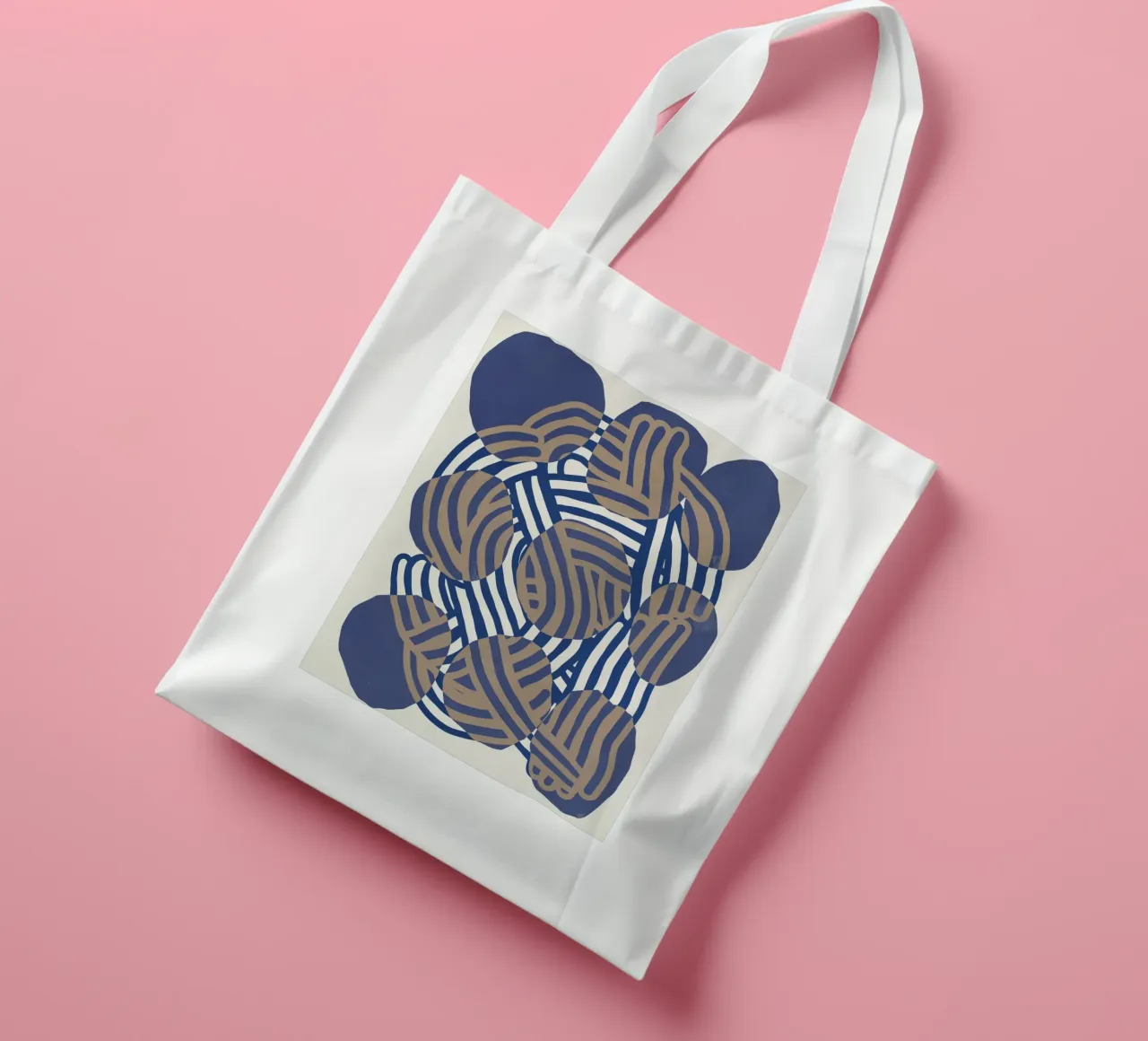 Line art abstract circles tote bag by Little Dean