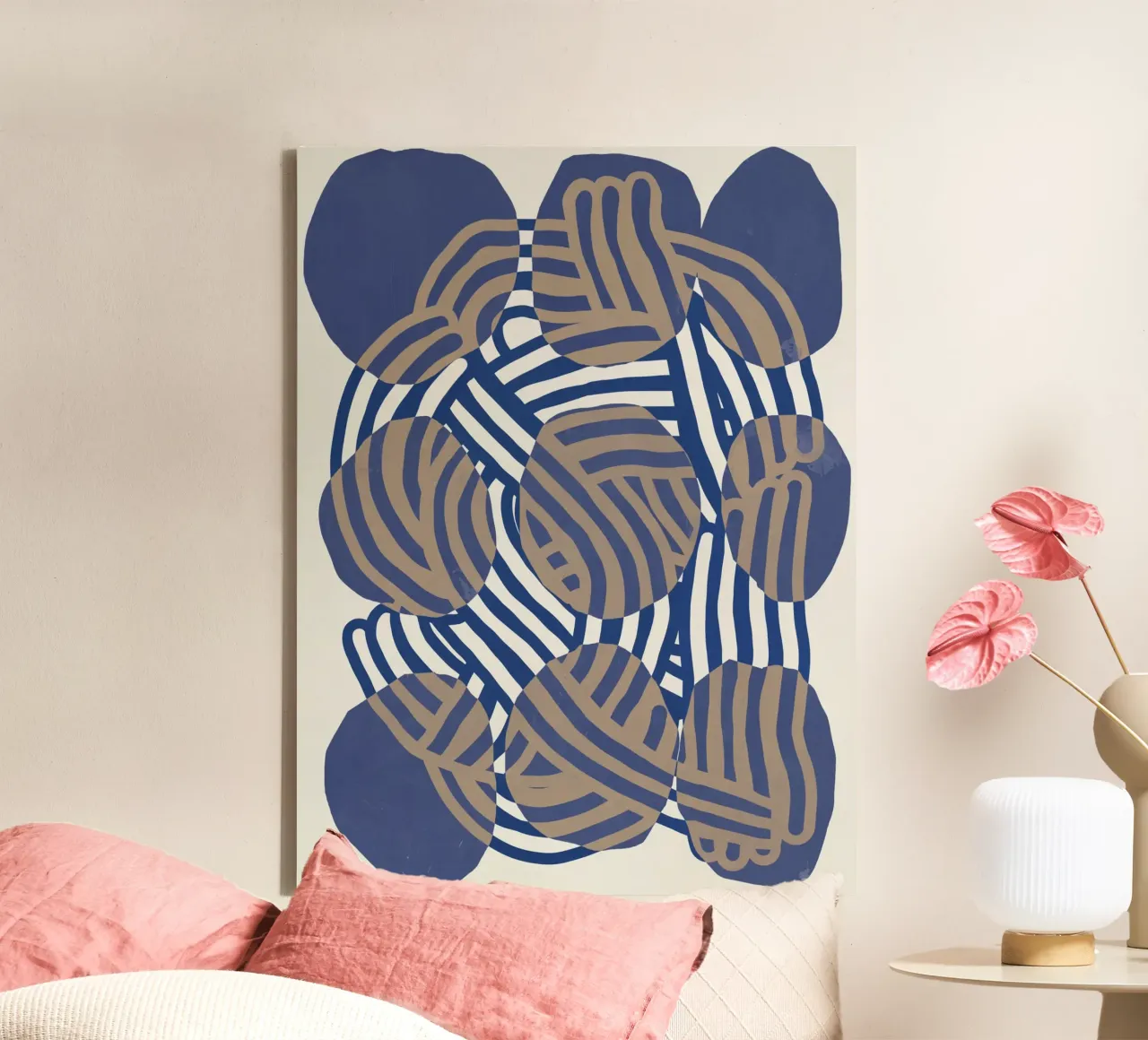 Line art abstract circles canvas by Little Dean