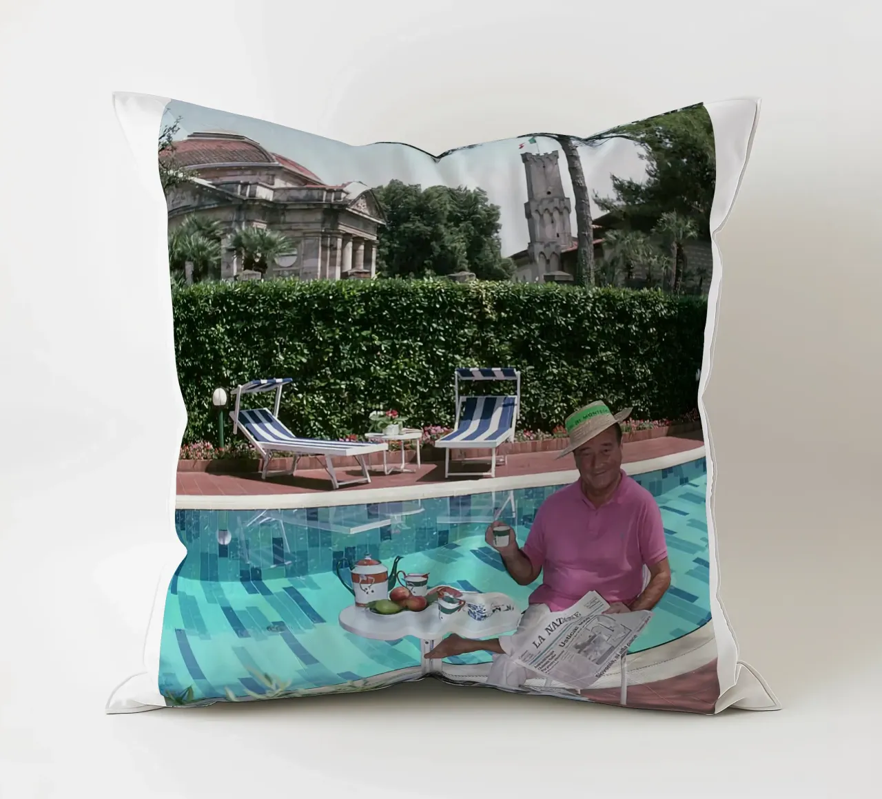 Sirio Maccioni - Slim Aarons decorative cushion by The Poster UK