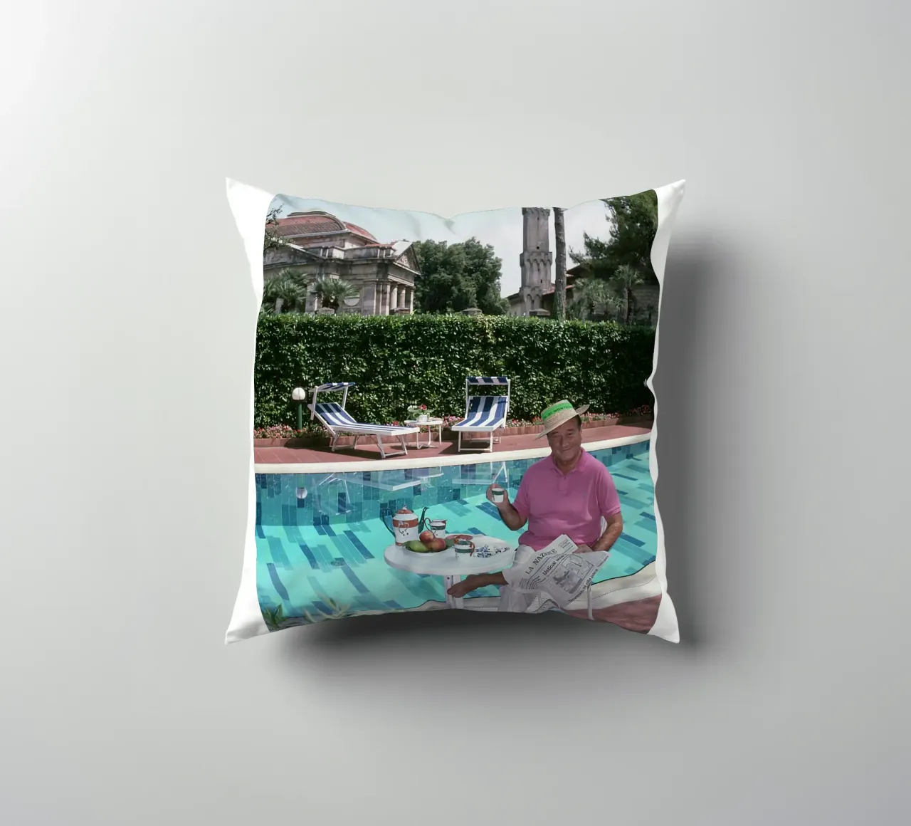 Sirio Maccioni - Slim Aarons decorative cushion by The Poster UK