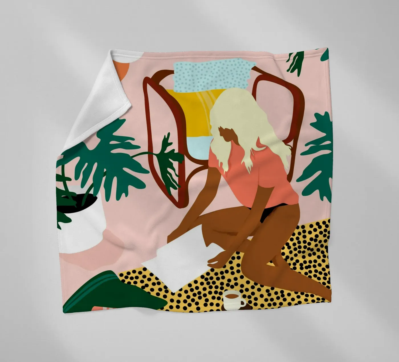 Chic Reading Corner fleece blanket by Kintsugi99