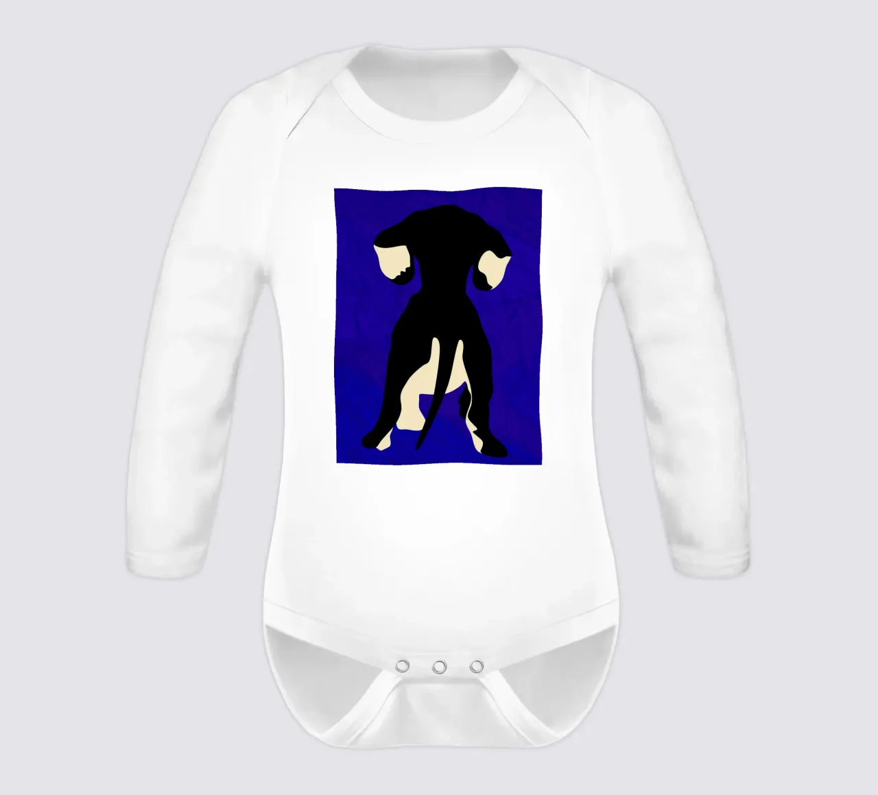 Blue Backdrop long-sleeve baby romper by Kintsugi99