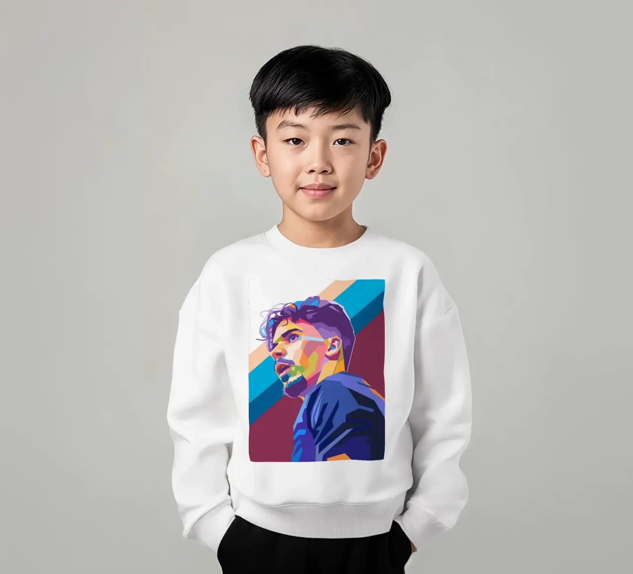 Vitinha pop art portrait kids sweatshirt by Hantamrata