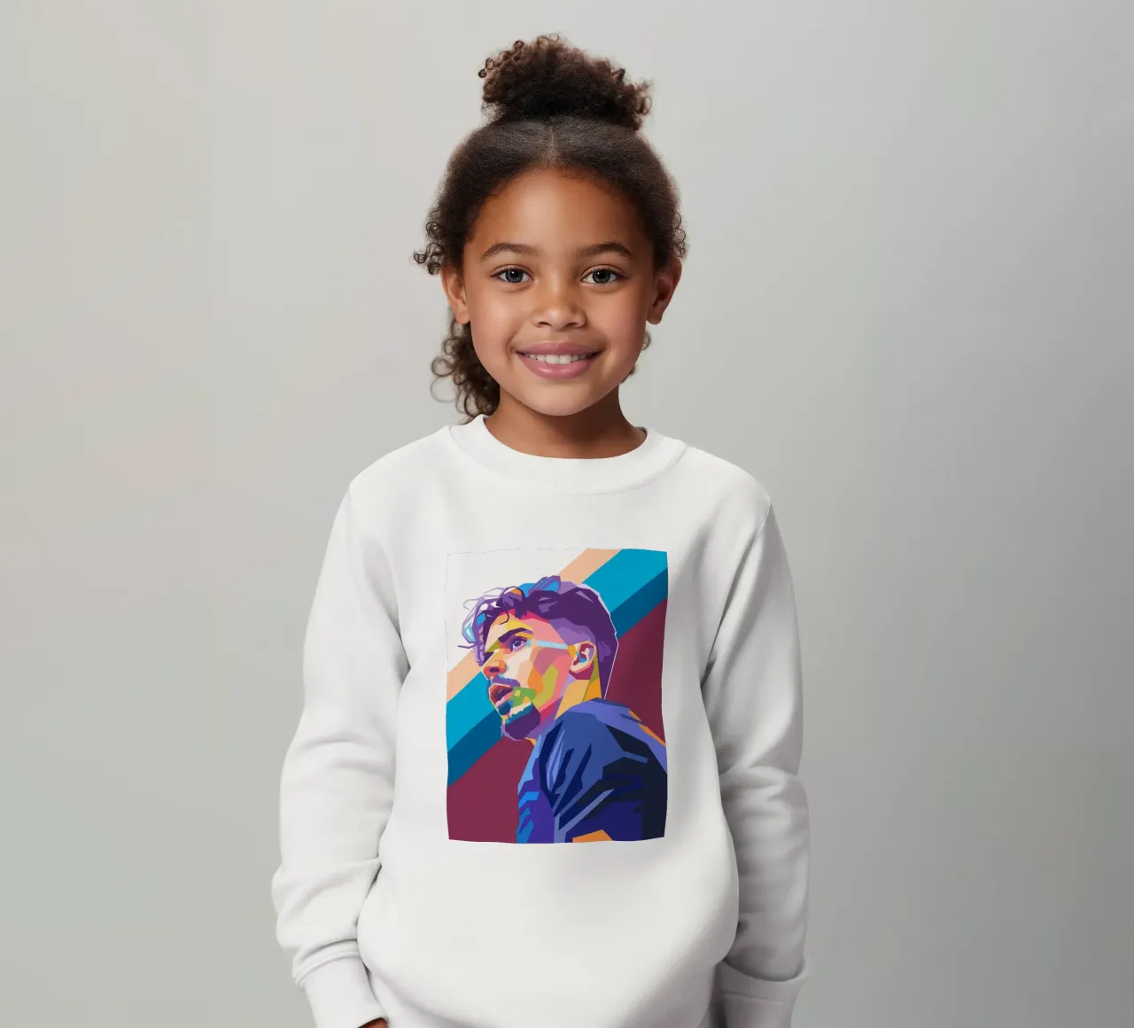 Vitinha pop art portrait kids sweatshirt by Hantamrata