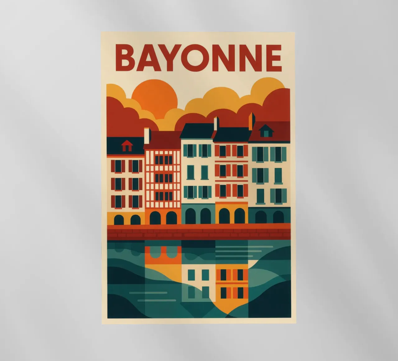 Bayonne, riflessi di sud-ovest sulla facciata pellicola backlit da JETLAG | affiches voyage