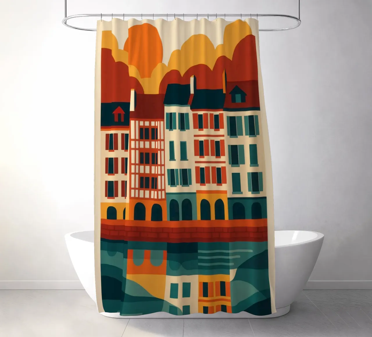Bayonne, riflessi di sud-ovest sulla facciata tenda da doccia da JETLAG | affiches voyage